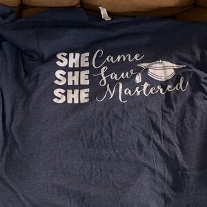 Blue Graphic T-Shirt with White Text